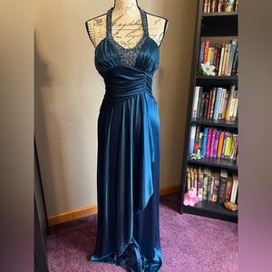 Elegant Blue Halter Dress